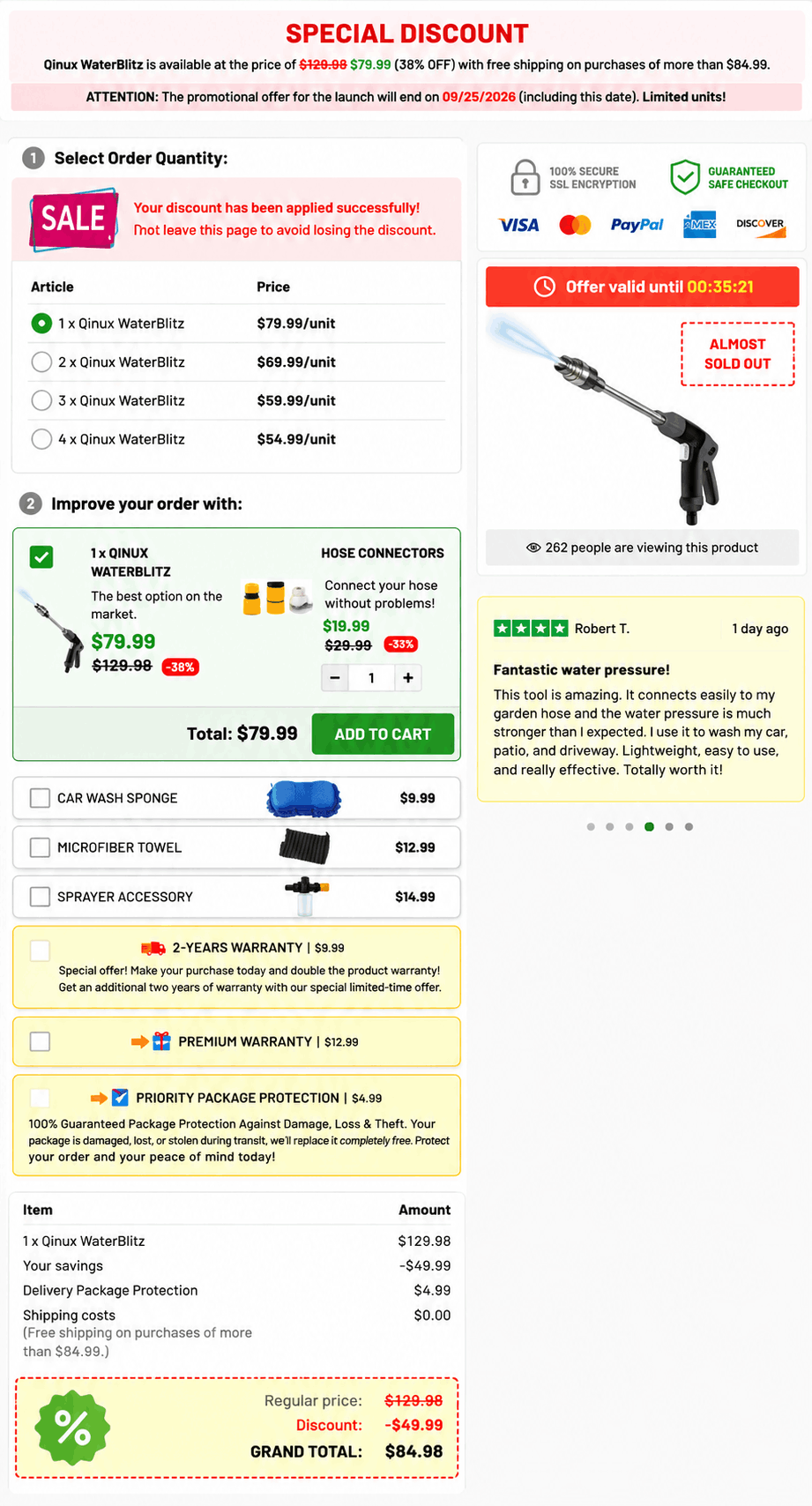 WaterBlitz checkout page 